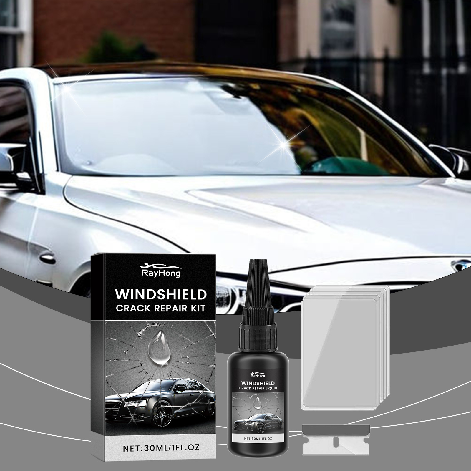 Liquid Uv Glue Kit - Pegamento para reparar parabrisas: adhesivo transparente